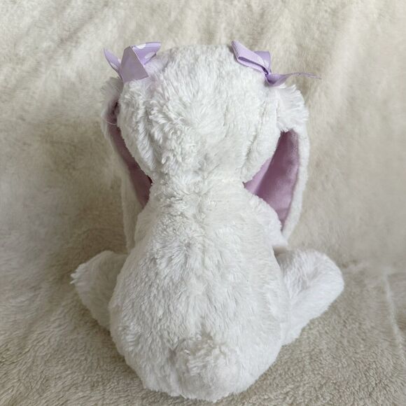 Lambs And Ivy Snowflake Long Eared White Bunny Purple Bows 12” Plush Bedtime - Picture 2 of 6